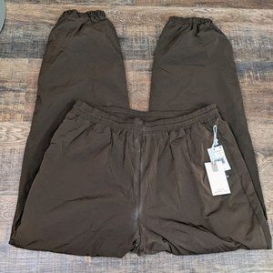 GOOD american essential track pants brown nylon